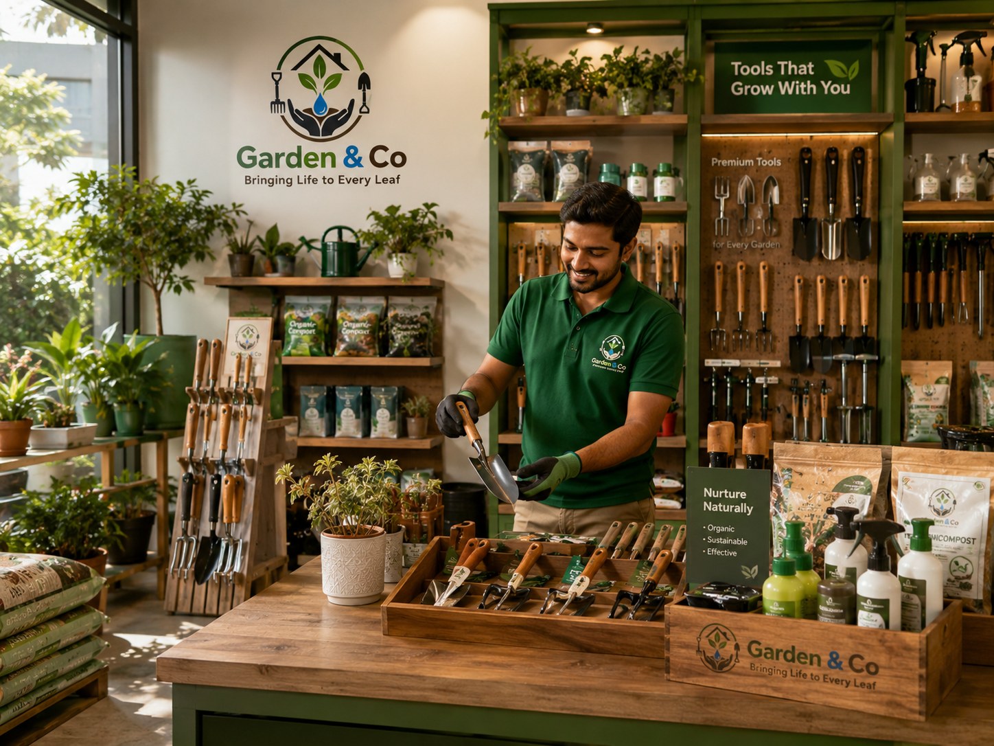 Garden & Co premium garden tools and supplies display